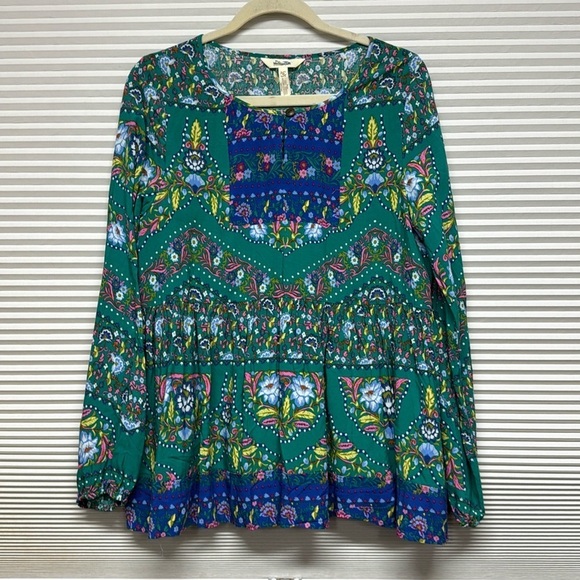 Matilda Jane Evergreen Blue Make Believe Floral Long Sleeve Top Size Medium - Picture 3 of 10